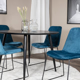 Jídelní stůl Dipp - 115 cm - Černá dýha / Celé černé nohy + Jídelní židle Muce - Černé nohy - Blue Velvet_4