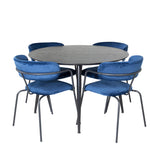Jídelní stůl Dipp - 115 cm - Černá dýha / Celé černé nohy + Křeslo Arrow - Černé nohy - Blue Velvet_4