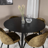 Jídelní stůl Dipp - 115 cm - Černá dýha / Celé černé nohy +Velvet Jídelní Chiar - Černé nohy - Dusty Green Velvet_4