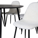 Jídelní stůl Dipp - 115 cm - Černá dýha / Celé černé nohy + Jídelní židle Polar Fluff - Černé nohy - White Teddy _6