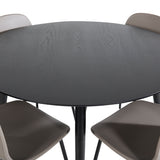 Jídelní stůl Dipp - 115 cm - Černá dýha / Celé černé nohy + Jídelní židle Arctic - Černé nohy - Khaki Plast_4