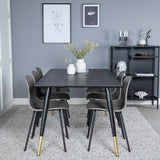 Jídelní stůl Dipp - 180*90cm - Černá / Černá mosaz+arktická jídelní židle - Černé nohy - Khaki Plast_6