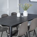 Jídelní stůl Dipp - 180*90cm - Černá / Černá mosaz+arktická jídelní židle - Černé nohy - Khaki Plast_6