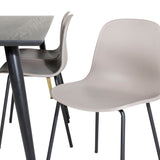 Jídelní stůl Dipp - 180*90cm - Černá / Černá mosaz+arktická jídelní židle - Černé nohy - Khaki Plast_6