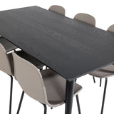 Jídelní stůl Dipp - 180*90cm - Černá / Černá mosaz+arktická jídelní židle - Černé nohy - Khaki Plast_6