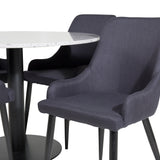 Jídelní stůl Razzia ø106cm - Šedá / Černá+Plaza Jídelní židle - Černé nohy - Černá Fabric_4