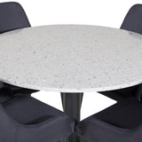 Jídelní stůl Razzia ø106cm - Šedá / Černá+Plaza Jídelní židle - Černé nohy - Černá Fabric_4