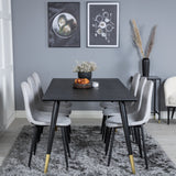 Jídelní stůl Dipp - 180*90cm - Černá / Černá mosaz + Polar Diamond Jídelní židle - Černé nohy - Šedá látka_6