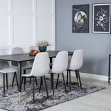 Jídelní stůl Dipp - 180*90cm - Černá / Černá mosaz + Polar Diamond Jídelní židle - Černé nohy - Šedá látka_6