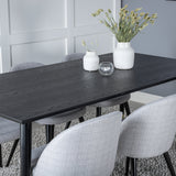 Jídelní stůl Dipp - 180*90cm - Černá / Černá mosaz+Sametová jídelní židle - Černé nohy - Světle šedáTkanina_6