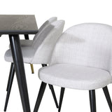 Jídelní stůl Dipp - 180*90cm - Černá / Černá mosaz+Sametová jídelní židle - Černé nohy - Světle šedáTkanina_6