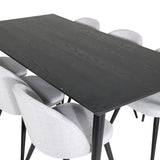 Jídelní stůl Dipp - 180*90cm - Černá / Černá mosaz+Sametová jídelní židle - Černé nohy - Světle šedáTkanina_6