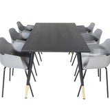 Jídelní stůl Dipp - 180*90cm - Černá / Černá mosaz+Komfortní plastová jídelní židle - Černé nohy - Šedý plast_6