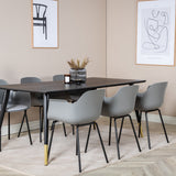 Jídelní stůl Dipp - 180*90cm - Černá / Černá mosaz+Komfortní plastová jídelní židle - Černé nohy - Šedý plast_6