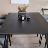 Jídelní stůl Dipp - 180*90cm - Černá / Černá mosaz+Komfortní plastová jídelní židle - Černé nohy - Šedý plast_6