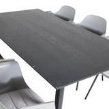 Jídelní stůl Dipp - 180*90cm - Černá / Černá mosaz+Komfortní plastová jídelní židle - Černé nohy - Šedý plast_6