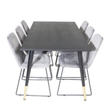 Jídelní stůl Dipp - 180*90cm - Černá / Černá mosaz+muce Jídelní židle - Černé nohy - Šedá Velvet_6