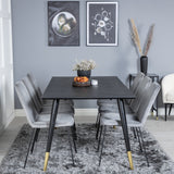 Jídelní stůl Dipp - 180*90cm - Černá / Černá mosaz+muce Jídelní židle - Černé nohy - Šedá Velvet_6