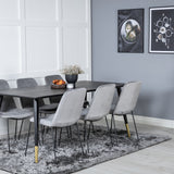 Jídelní stůl Dipp - 180*90cm - Černá / Černá mosaz+muce Jídelní židle - Černé nohy - Šedá Velvet_6