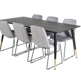 Jídelní stůl Dipp - 180*90cm - Černá / Černá mosaz+muce Jídelní židle - Černé nohy - Šedá Velvet_6