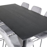 Jídelní stůl Dipp - 180*90cm - Černá / Černá mosaz+muce Jídelní židle - Černé nohy - Šedá Velvet_6