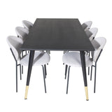Jídelní stůl Dipp - 180*90cm - Černá / Černá mosaz + Jídelní židle Vault - Černé nohy - Šedá látka_6