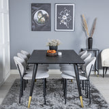 Jídelní stůl Dipp - 180*90cm - Černá / Černá mosaz + Jídelní židle Vault - Černé nohy - Šedá látka_6