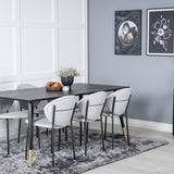 Jídelní stůl Dipp - 180*90cm - Černá / Černá mosaz + Jídelní židle Vault - Černé nohy - Šedá látka_6