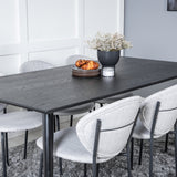 Jídelní stůl Dipp - 180*90cm - Černá / Černá mosaz + Jídelní židle Vault - Černé nohy - Šedá látka_6