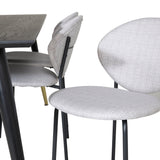 Jídelní stůl Dipp - 180*90cm - Černá / Černá mosaz + Jídelní židle Vault - Černé nohy - Šedá látka_6