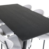 Jídelní stůl Dipp - 180*90cm - Černá / Černá mosaz + Jídelní židle Vault - Černé nohy - Šedá látka_6