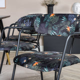 Jídelní stůl Dipp - 180*90cm - Černá / Černá mosaz+Šípové křeslo - Černé nohy - Černá květina s potiskem Fabric_6