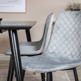 Jídelní stůl Dipp - 180*90cm - Černá / Černá mosaz + Polar Diamond Jídelní židle - Černé nohy - Šedá Velvet_6