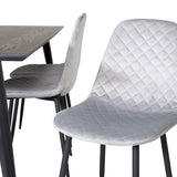 Jídelní stůl Dipp - 180*90cm - Černá / Černá mosaz + Polar Diamond Jídelní židle - Černé nohy - Šedá Velvet_6