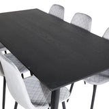 Jídelní stůl Dipp - 180*90cm - Černá / Černá mosaz + Polar Diamond Jídelní židle - Černé nohy - Šedá Velvet_6