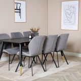 Jídelní stůl Dipp - 180*90cm - Černá / Černá mosaz+Gemma Jídelní židle - Černé nohy - Šedá látka_6