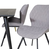 Jídelní stůl Dipp - 180*90cm - Černá / Černá mosaz+Gemma Jídelní židle - Černé nohy - Šedá látka_6