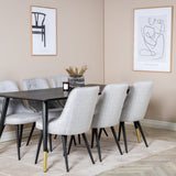 Jídelní stůl Dipp - 180*90 cm - Černá / Černá mosaz+Velvet Deluxe Jídelní židle - Černé nohy - Světle šedá látka_6