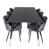 Jídelní stůl Dipp - 180*90cm - Černá / Černá mosaz + Sametová jídelní židle - Black Flower fabric_6