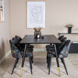 Jídelní stůl Dipp - 180*90cm - Černá / Černá mosaz + Sametová jídelní židle - Black Flower fabric_6