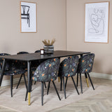 Jídelní stůl Dipp - 180*90cm - Černá / Černá mosaz + Sametová jídelní židle - Black Flower fabric_6