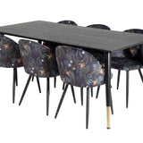 Jídelní stůl Dipp - 180*90cm - Černá / Černá mosaz + Sametová jídelní židle - Black Flower fabric_6