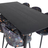 Jídelní stůl Dipp - 180*90cm - Černá / Černá mosaz + Sametová jídelní židle - Black Flower fabric_6
