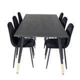 Jídelní stůl Dipp - 180*90cm - Černá / Černá mosaz + Polar Diamond Jídelní židle - Černé nohy - Black Velvet_6