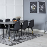 Jídelní stůl Dipp - 180*90cm - Černá / Černá mosaz + Polar Diamond Jídelní židle - Černé nohy - Black Velvet_6