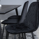 Jídelní stůl Dipp - 180*90cm - Černá / Černá mosaz + Polar Diamond Jídelní židle - Černé nohy - Black Velvet_6