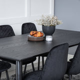 Jídelní stůl Dipp - 180*90cm - Černá / Černá mosaz + Polar Diamond Jídelní židle - Černé nohy - Black Velvet_6