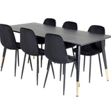 Jídelní stůl Dipp - 180*90cm - Černá / Černá mosaz + Polar Diamond Jídelní židle - Černé nohy - Black Velvet_6