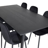 Jídelní stůl Dipp - 180*90cm - Černá / Černá mosaz + Polar Diamond Jídelní židle - Černé nohy - Black Velvet_6
