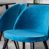 Jídelní stůl Dipp - 180*90cm - Černá dýha / celé černé nohy + Sametová jídelní židle - Modrá / Černá_6